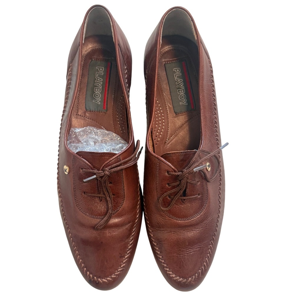 Playboy Retro Brown Leather Oxford Dress Shoes Men's Size 10 D – Pre-Owned